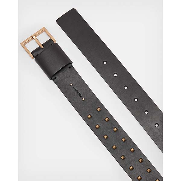 Allsaints Australia Womens Maxie Leather Studded Belt Black/Brass AU60-572